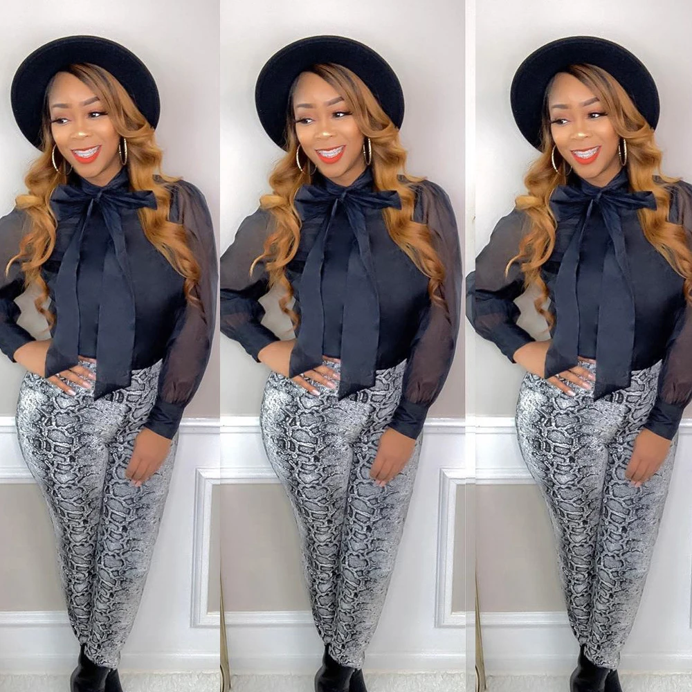 

Hirigin 2020 New Women Bow Tie Shirt Ruffle Elegant See-through Long Sleeve Loose Top Office OL Blouse