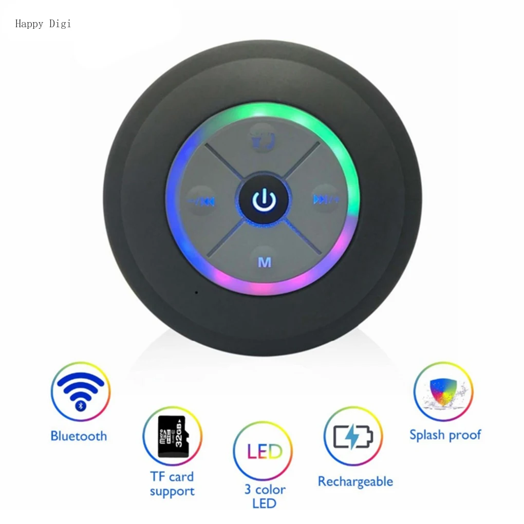 

Bluetooth-Колонка со светодиодной подсветкой, водостойкая, перезаряжаемая