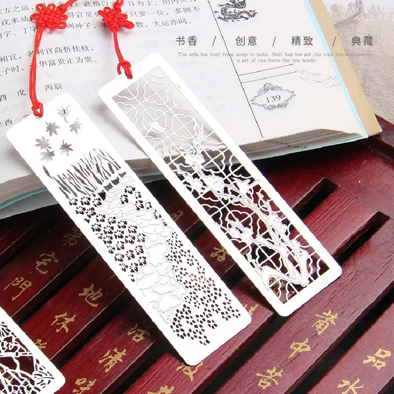 Закладки в китайском стиле креативные металлические ажурные книжные узоры с