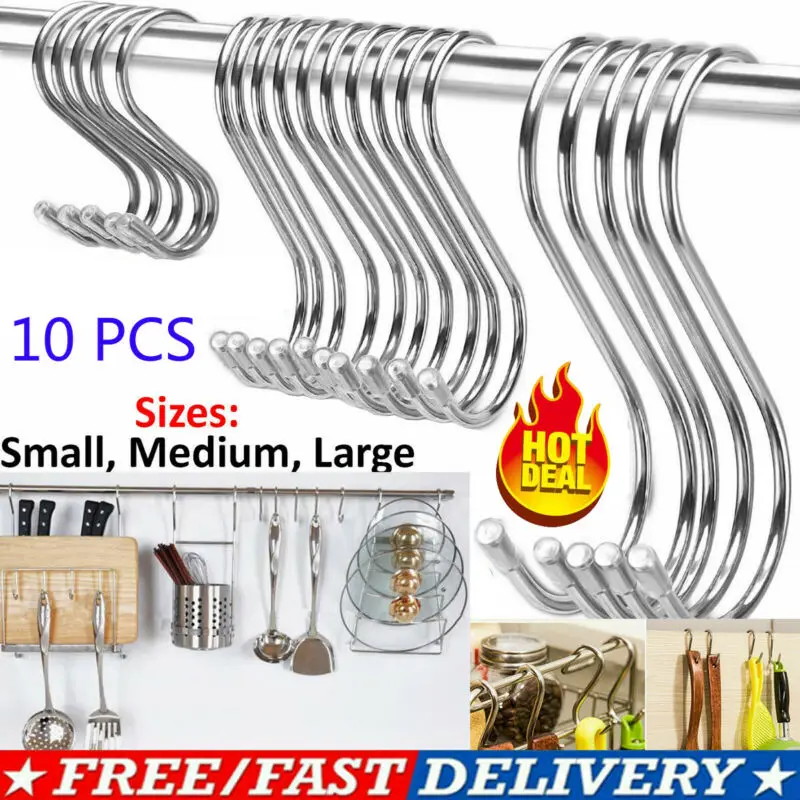 10x нержавеющая сталь S крючки кухня мясо сковорода посуда вешалка для одежды