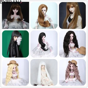 Bybrana длинные прямые черные белые волосы 13 14 BJD парики для кукол