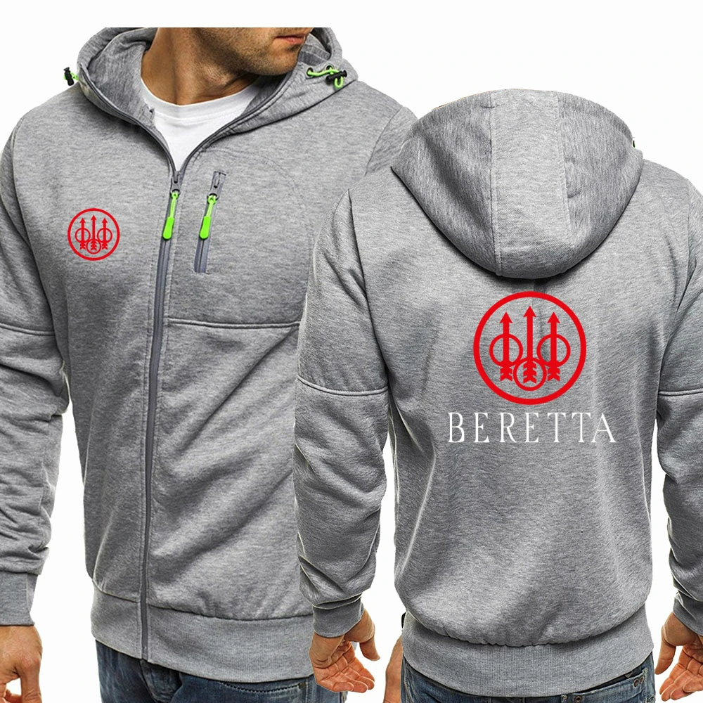 

New Beretta Logo Hoodies Men Spring Autumn Fleece Jacket Male Casual Sportswear Zip Harajuku Hooded Sweatshirt Co