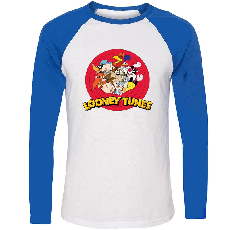 jfRCBL1340C Porky Pig Looney Tunes Hungry Taz Mania Looney Tunes Дизайнерская мужская футболка с принтом для парней футболка с графическим принтом хлопковые футболки с длинными рукавами - Цвет: jfRCBL1340C