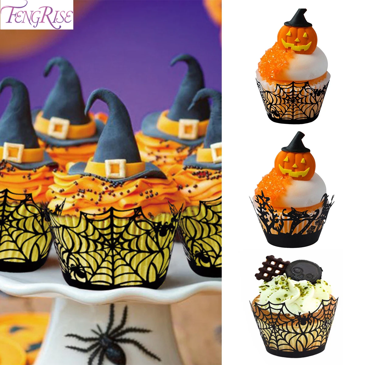 Пауковая паутина оберточные обертки для капкейков топперы тыква аксессуары