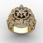 Новые винтажные роскошные золотые геометрические кольца с рисунком, искусственный белый CZ камень, полностью выложенные панк Модные ювелирные изделия, подарочное кольцо для вечеринки