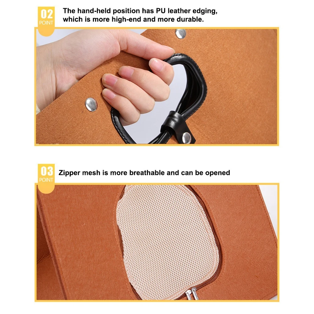 

Multifunctional Felt Pet Kennel A Three-purpose Portable Cat Kennel Warm Removable Washable Foldable Breathable Teddy Kennel