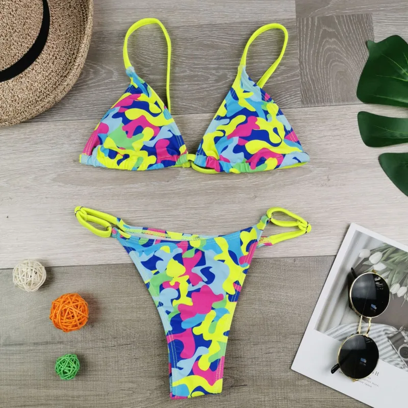 

Sexy Print Thong Brazilian Bikini Women Swimwear Push Up Swimsuit 2020 Beachwear Bikinis Set Bathing Suit Female Swimming Suit