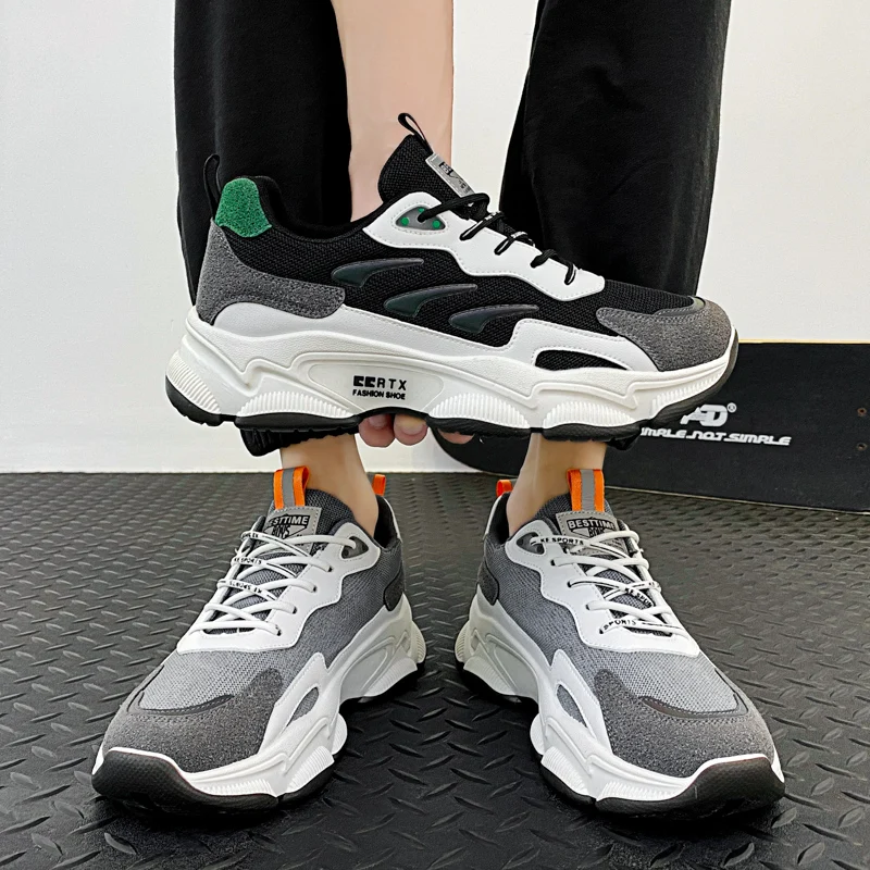 

Autumn Men Breathable Comprehensive Training Shoes Male Platform Chunky Sneakers Dad Shoes Casual Black Lace Up Walking Shoes