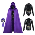 Костюм для косплея супергероя из фильма Титаны, черный боди с капюшоном, фиолетовый плащ с капюшоном, комбинезоны, костюм для хэллоуивечерние