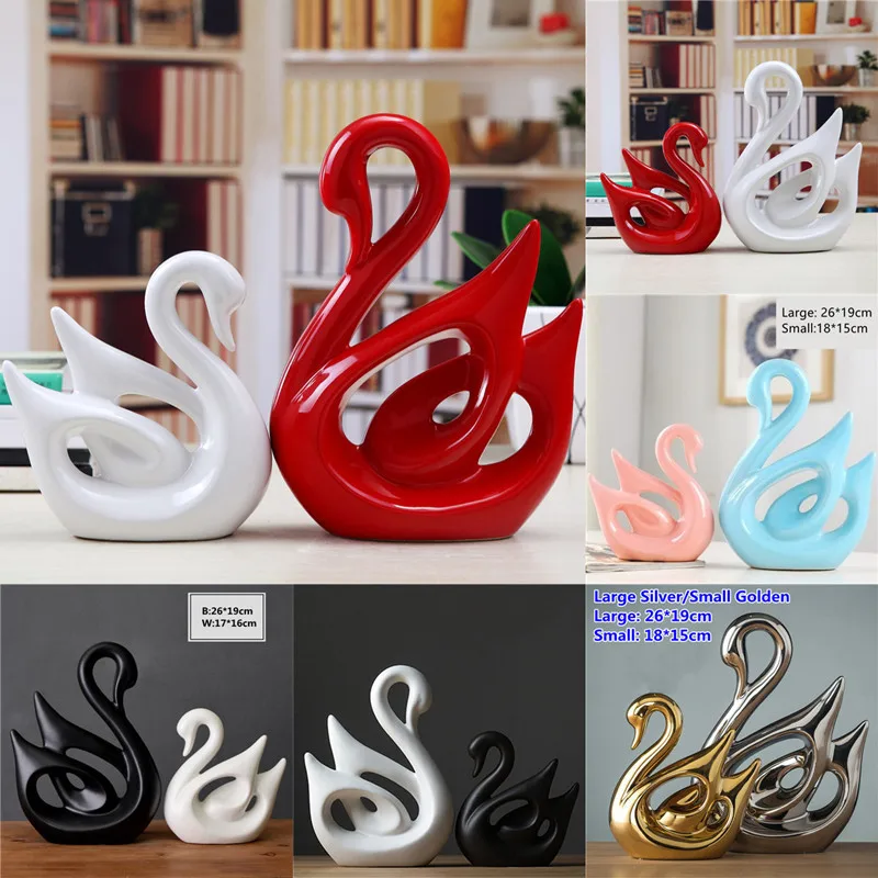 

Nordic Ins Ceramic Swan Pattern Decoration A Pair of Porcelain Swans Ornaments Home Cabinet Crafts Multi-Color Couple Swan