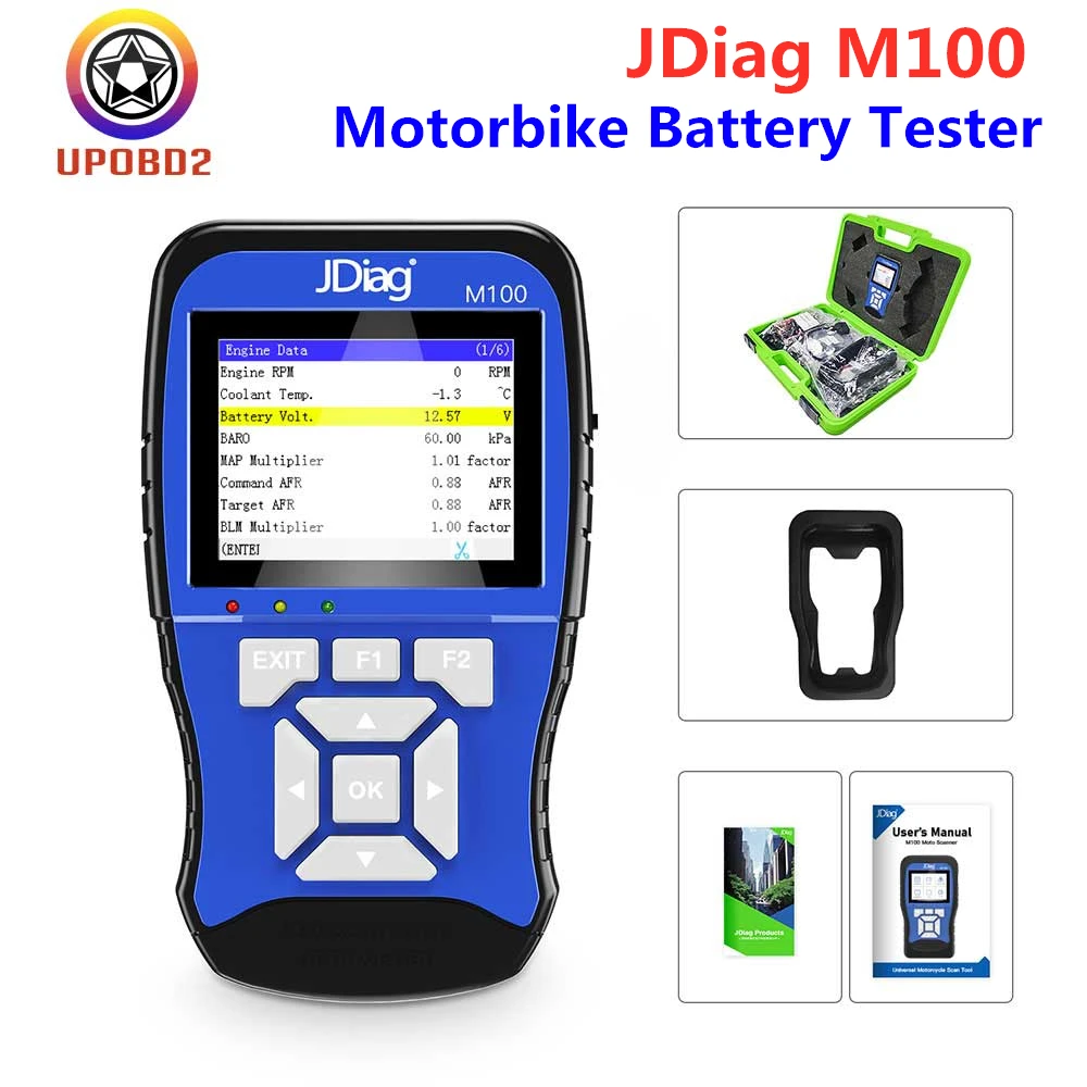 Сканер JDiag M100 для мотоцикла 12 В анализатор батареи Интеллектуальный двойной