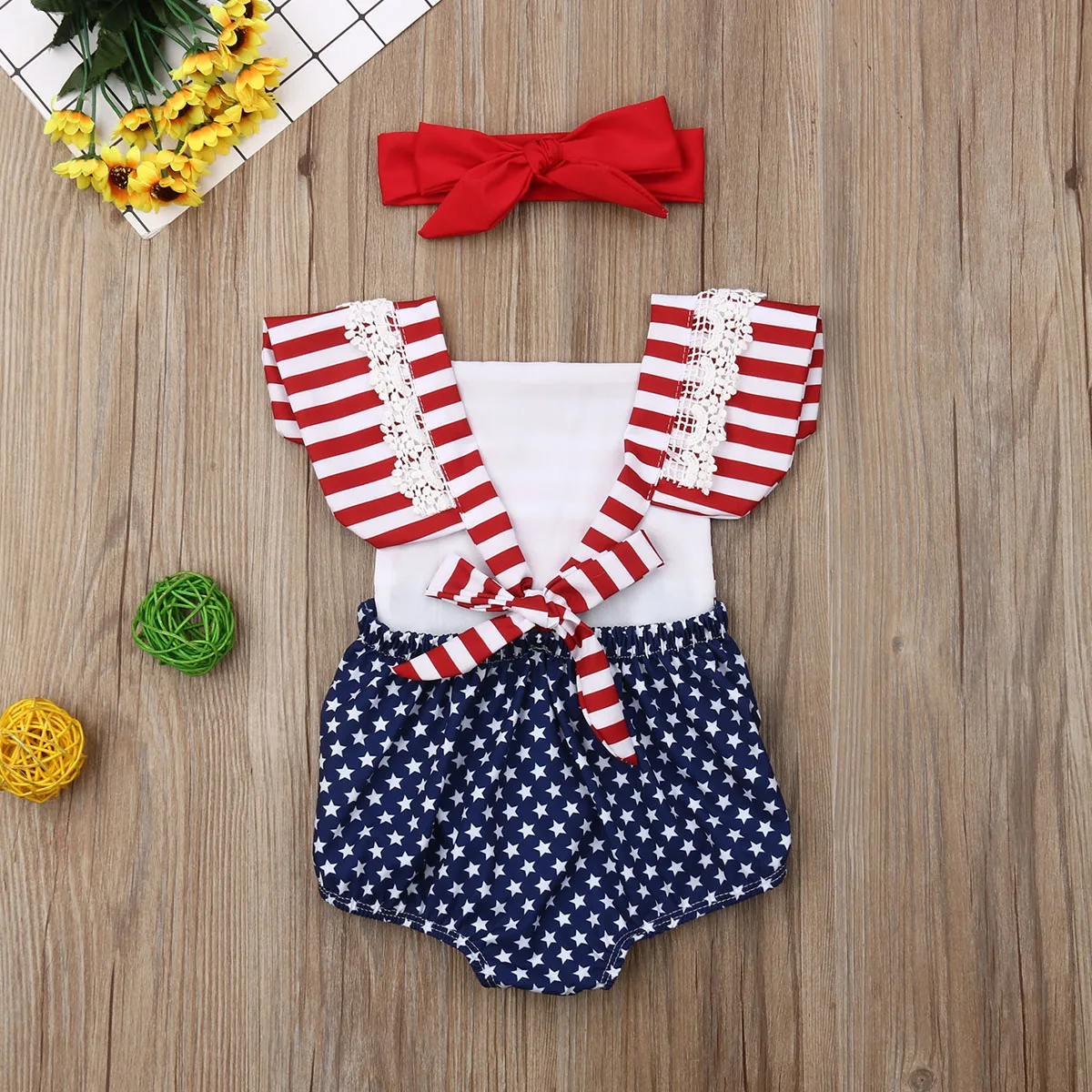 

Fashion Cute Summer Newborn Kids Baby Girls Romper Jumpsuit Bodysuit Headband Outfits