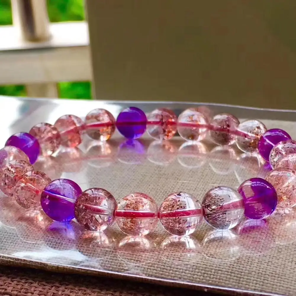 Natural Red Super Seven 7 Lepidocrocite Quartz Rutilated Crystal Round Beads Bracelet 8.5mm Women Men AAAAAA Certificate | Украшения и