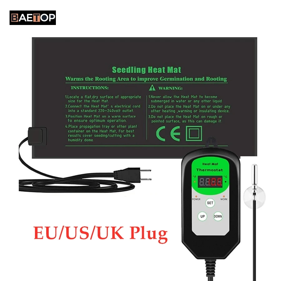 Тепловой коврик для рассады с цифровым термостатом 68-152 F 24-108 см | Дом и сад