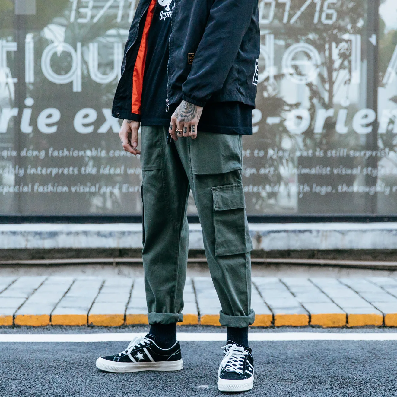 Сафари Стиль! Несколько карманов Брюки карго мужские прямые брюки эластичный