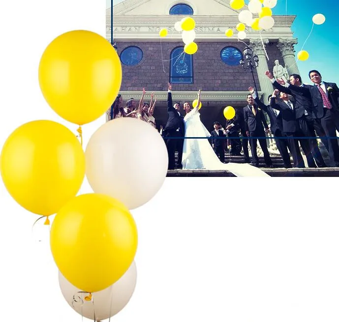 White Yellow 20 шт./лот мяты зеленые шары или белый латексный шар 10 дюймов Тиффани синие вечерние принадлежности свадебное событие Вечеринка День Рождения Декор - Цвет: White Yellow