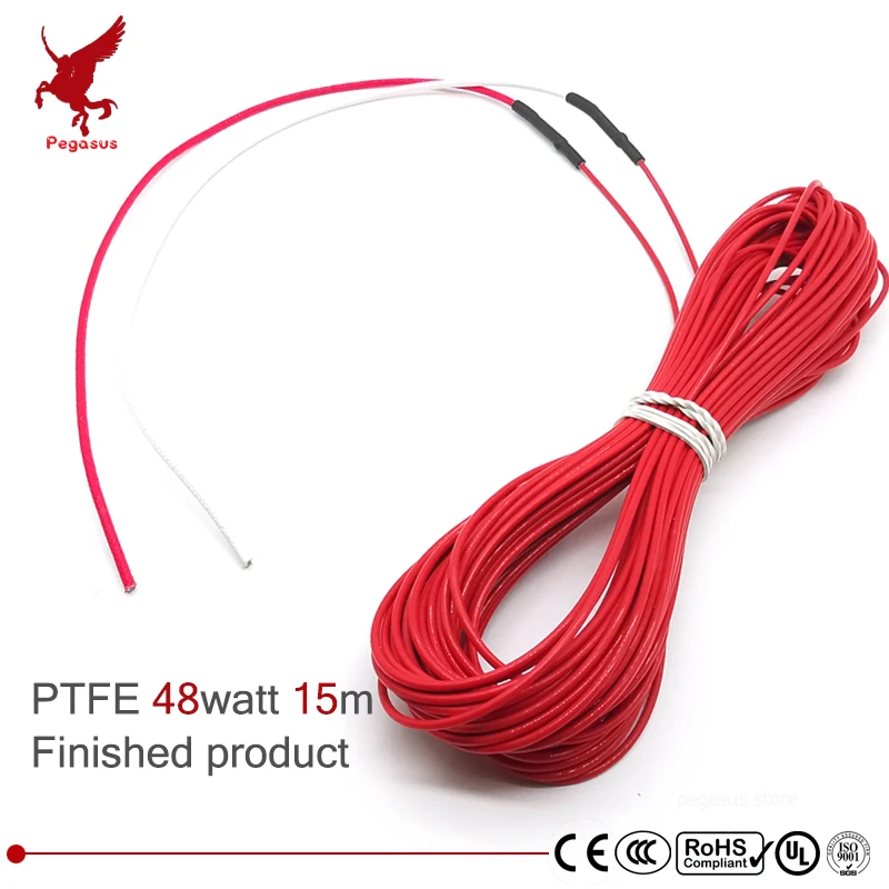 

F6K 15m 48watt carbon fiber PTFE Flame retardant heating cable corrosion resistant heat wire radiation-free warm heat cable