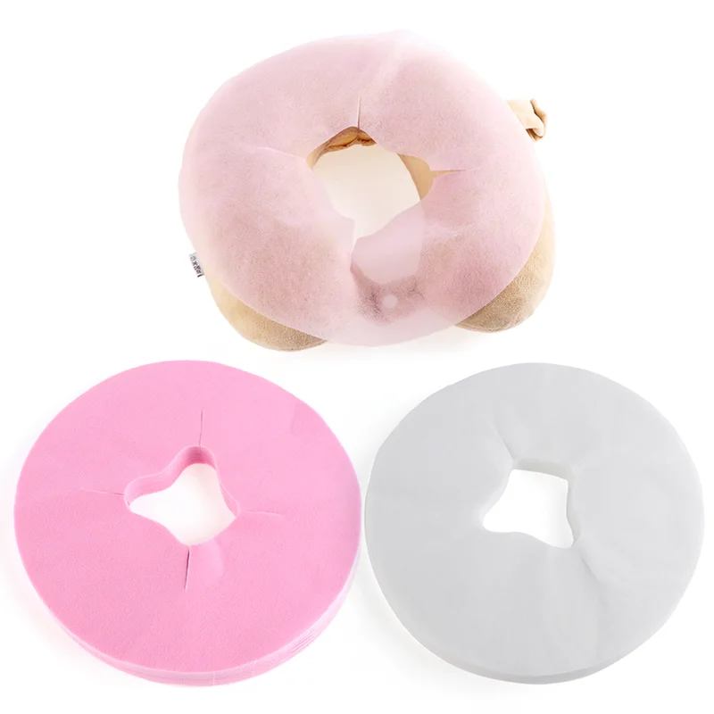 

100Pcs/Set Disposable Non Woven Fabric Face Pad Spa Pillow Cover SPA Rest Overlay Massage Table Hole Cover Facial Care Tools