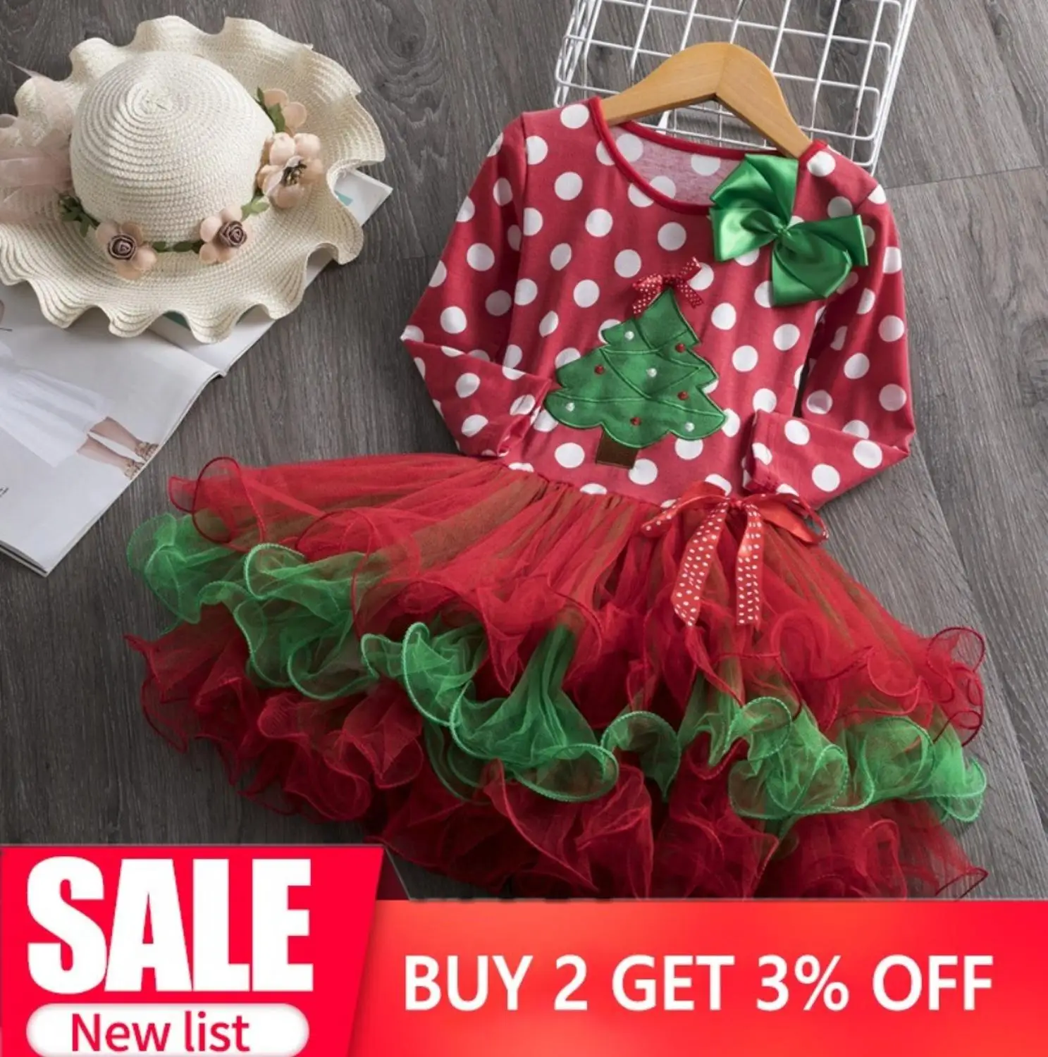 Antler Headband Christmas Dress Girls Deer Santa Sled Snow Gift Dress for Girl Xmas Print Children Wedding Party Dress 6m-5Y