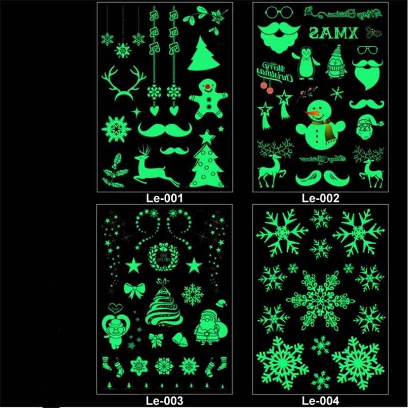 

4sheet/set Christmas DIY Luminous Tattoo Stickers Waterproof Body Art Party Cosplay Dressing Decoration New Year Navidad