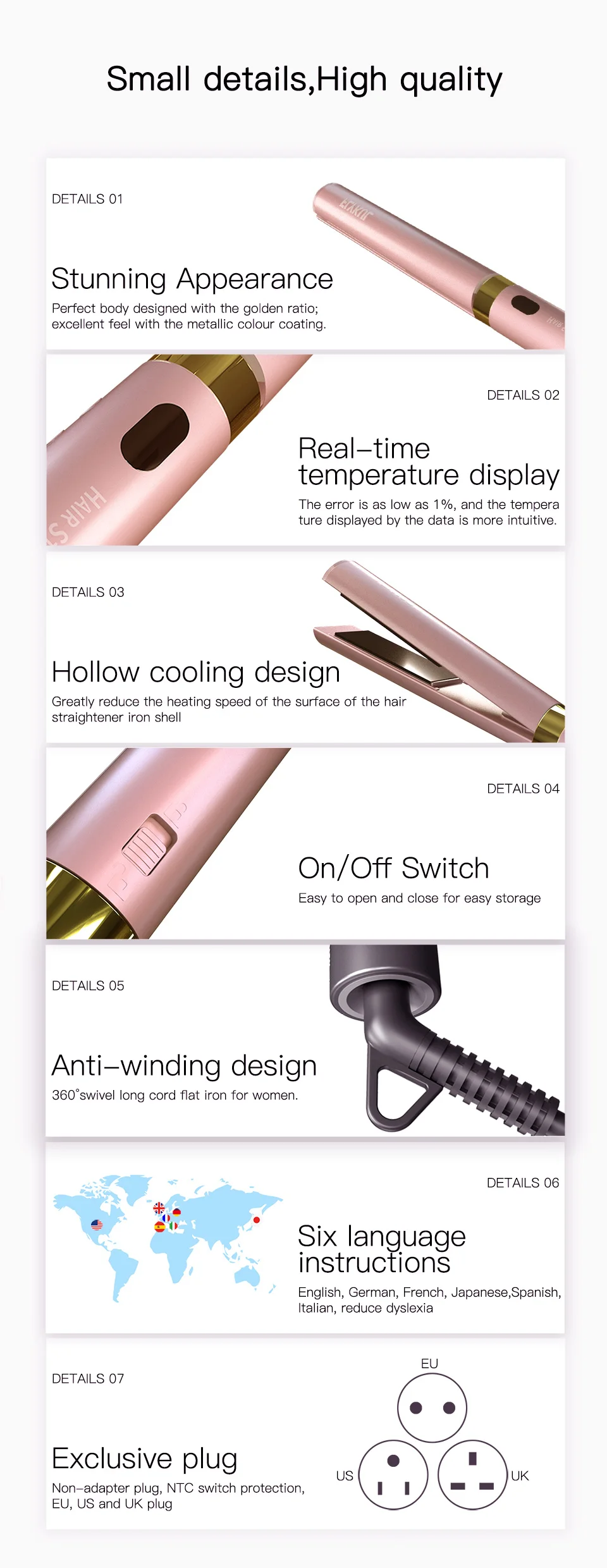 Flykul выпрямитель для волос Утюг 2 в 1 F018 7 цветов щипцы для завивки низкого электромагнитного излучения PTC профессиональная нагревательная плата