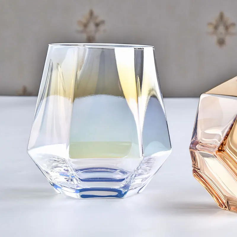 Кружка для виски с геометрическим рисунком прозрачный бокал вина кофе молока чая