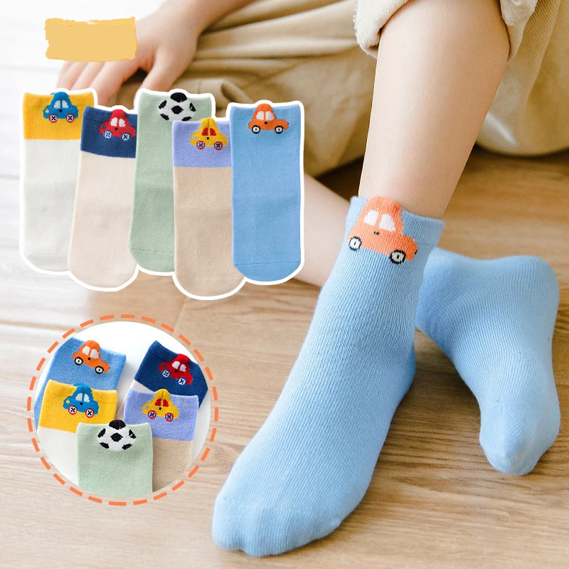 

5 Pairs/Lot Fashion Children's Soft Cotton Socks For Teens Boy Girl Baby Cute Cartoon Warm Socks Set 1-5Y Autumn Winter Kids CN