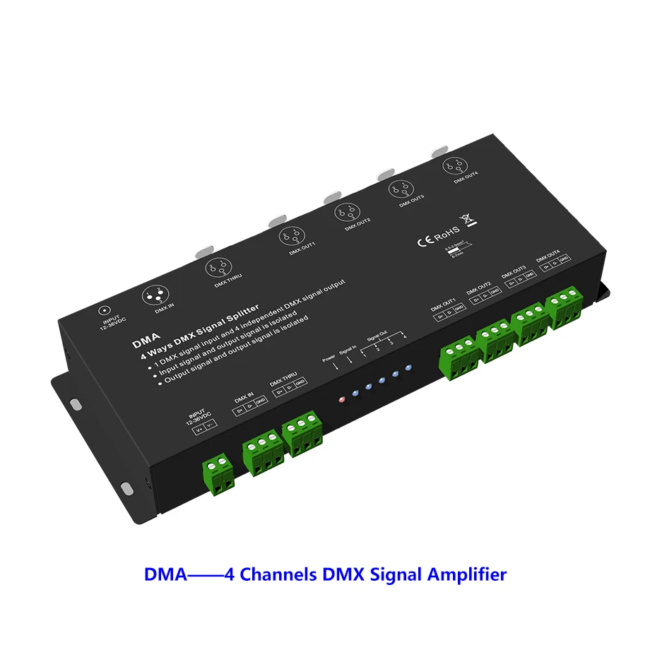 

DMX Signal Amplifier 2 and 4 Channels For Amplification and Isolation of Lighting System DMX512 (or RS-485) Semaphores