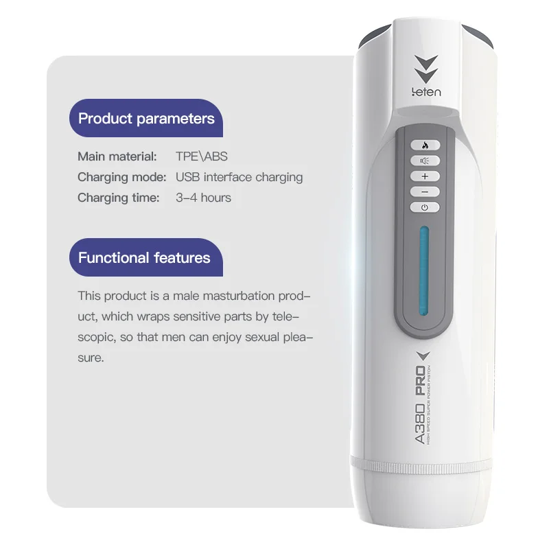 Leten автоматический поршневой тепловой Телескопический мужской мастурбатор