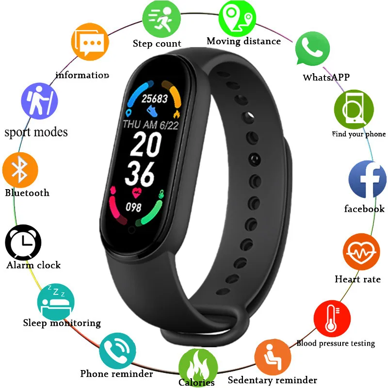 

Смарт-часы M6 Спортивный Браслет фитнес-трекер Шагомер монитор артериального давления Bluetooth Смарт-браслет для мужчин и женщин для Xiaomi