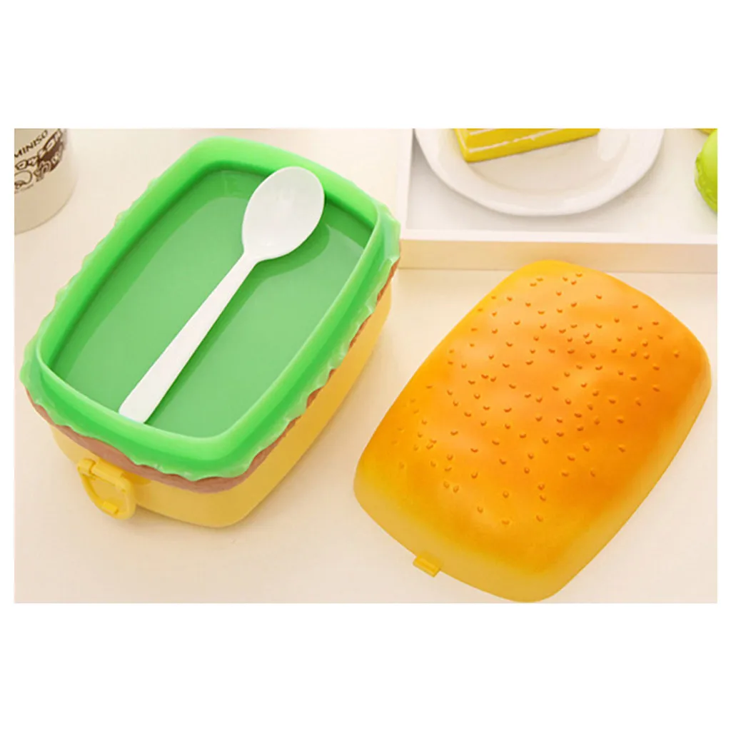 GH Creative Popular Lunch Box Of Food Containers Storage For Children With Fork Hamburger lunch box | Дом и сад