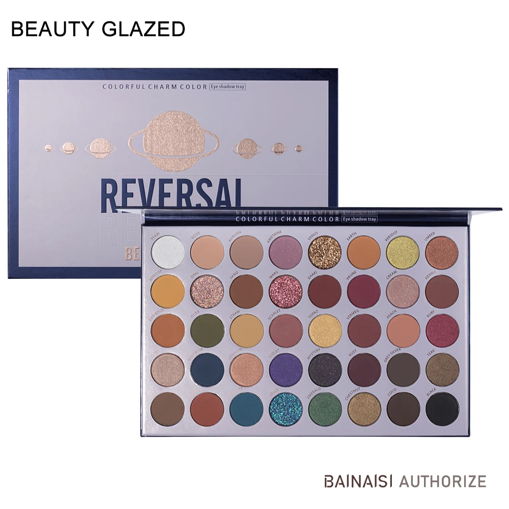Красота глазурованная 40 цветов разворота планеты блеск матовые тени для век