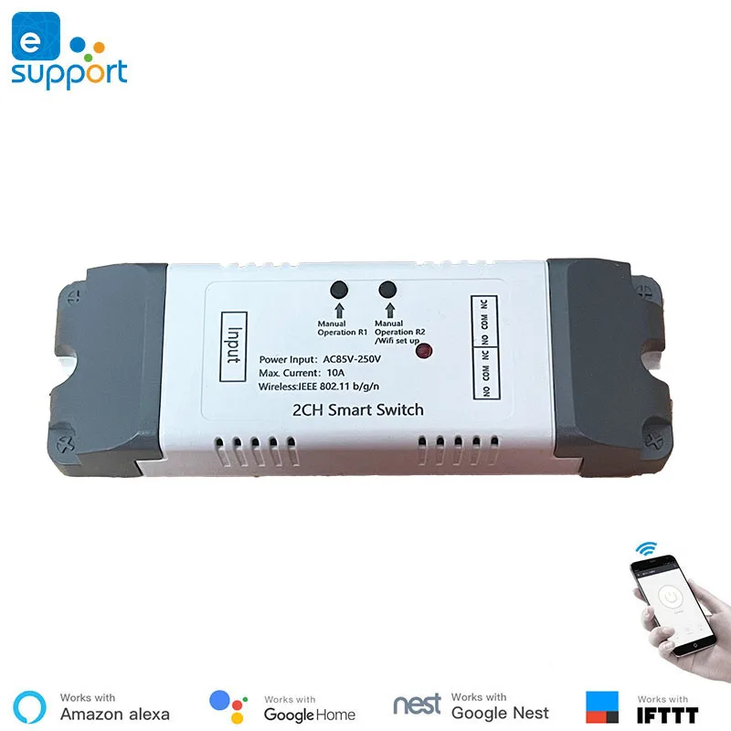 mumubiz  eWeLink WiFi 2-канальный релейный модуль автоматизации 220В