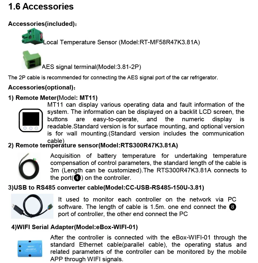 EPever eBox-wifi-01 wifi Bluetooth Серийный Сервер RS485 PT-ADP-PORT MT50 MT-1 MT-11 дистанционный измеритель RJ485 USB кабель датчик температуры