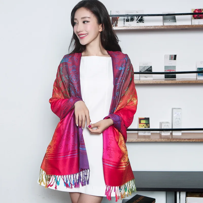 Светло-фиолетового цвета с цветочным рисунком радуги шарф для поездок женский