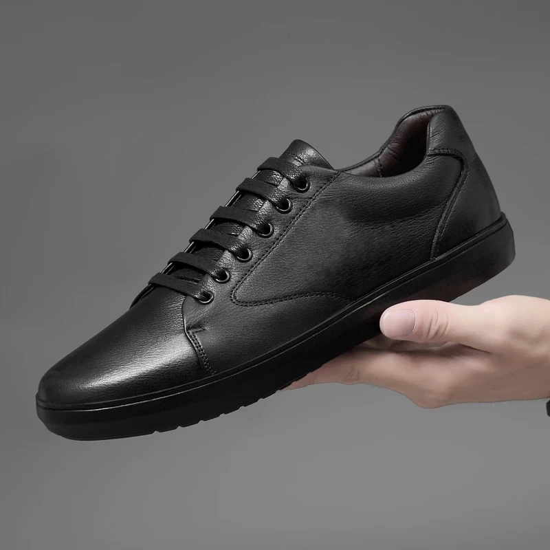 

Men's Leather Casual Shoes Lace-up Comfortable Sports Shoes Outdoor Walking White