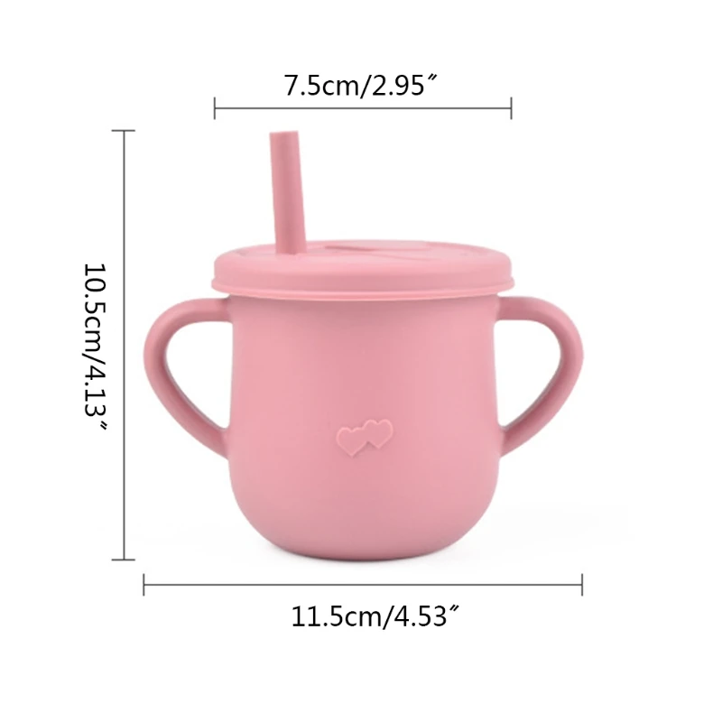 

Baby Feeding Straw Cup Infants Toddler Learning Drinking Silicone Sippy Mug Portable Double Handle Drinkware