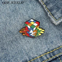 cube enamel pin melting cube lapel pins funny colorful brooches hat bag jeans backpack lapel buckle accessories