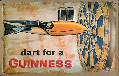 

8x12 Inch Metal Tin Sign Guinness Dart Retro Wall Decor