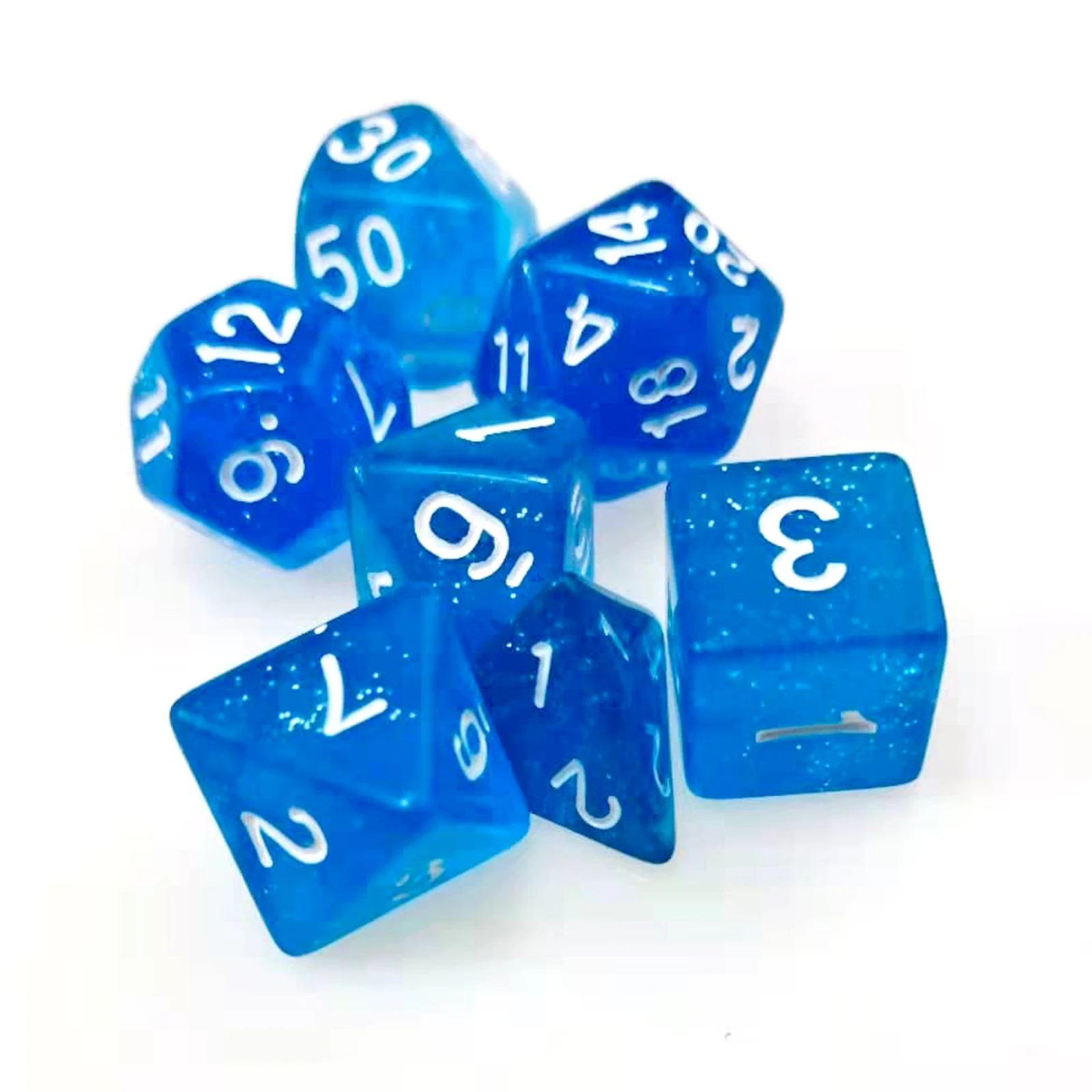 Блестящие синие игральные кости Rollooo D4 D6 D8 D10 D % D12 и D20 7 шт./компл. |