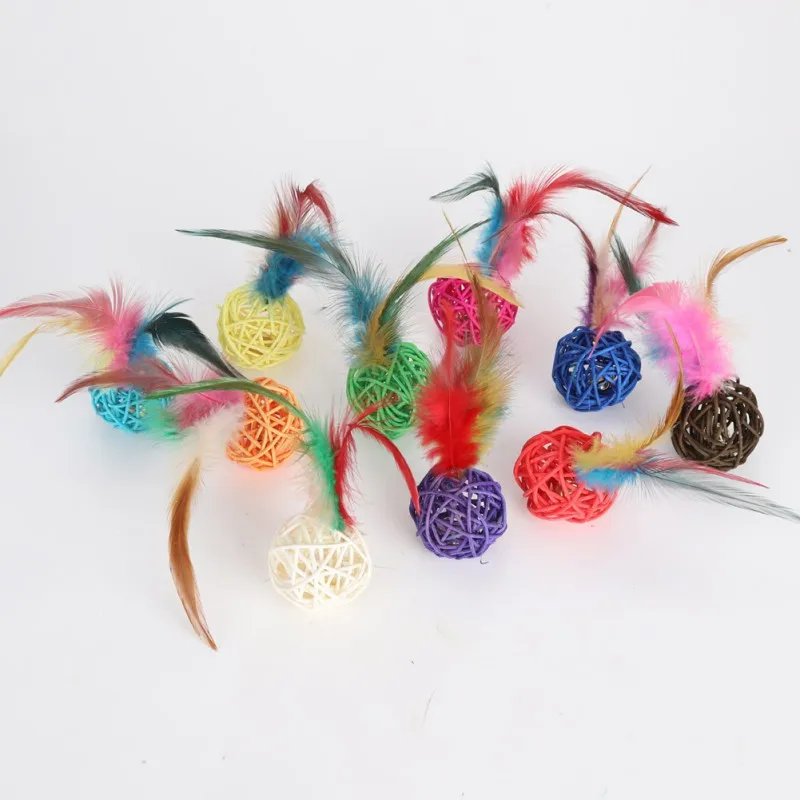 5 комплектов плетеная трость из ротанга Красочные Кошки Колокольчик для котенка