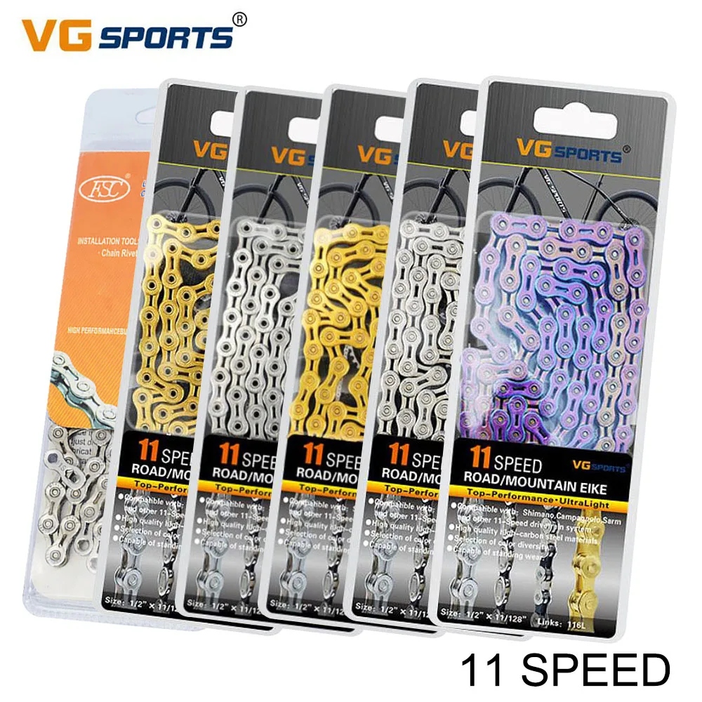 VG MTB велосипедная 11 33 скоростная цепь, дорожная Складная велосипедная цепь с переменной скоростью, одноцветная полуполная полая сверхтвердая цветная велосипедная цепь