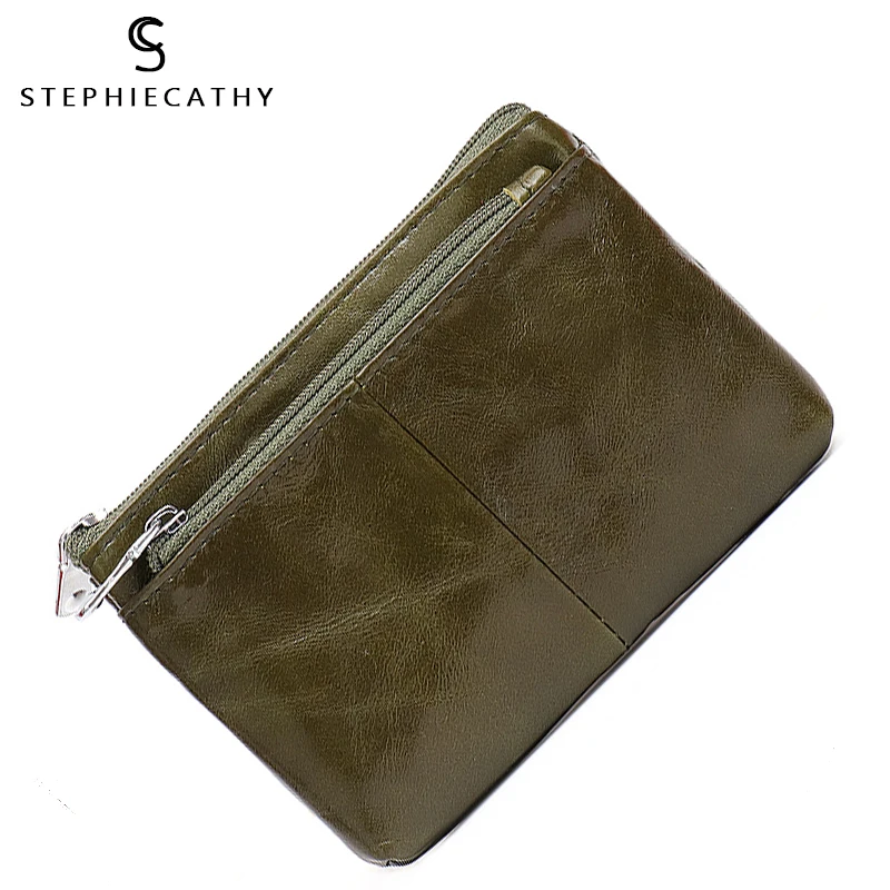 SC винтажный кожаный короткий кошелек из вощеной кожи для женщин на молнии