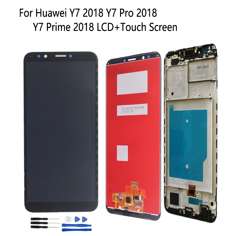 

ЖК-дисплей для Huawei Y7 2018 Y7 Pro 2018 Y7 Prime 2018, ЖК-дисплей с сенсорным экраном и дигитайзером в сборе с рамкой для Huawei Y7 2018