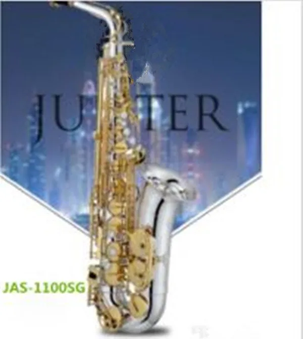 

JAS 1100SG Alto Eb Tune Saxophone Brass Nickel Silver Plated Body Gold Lacquer Key Music Instrument E-Fat Sax With Case