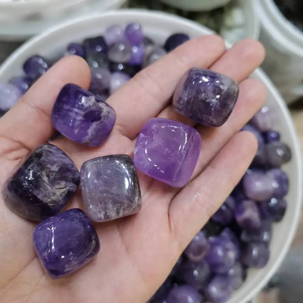 

Natural Amethyst tumbled stone Purple Gemstone for home decoration
