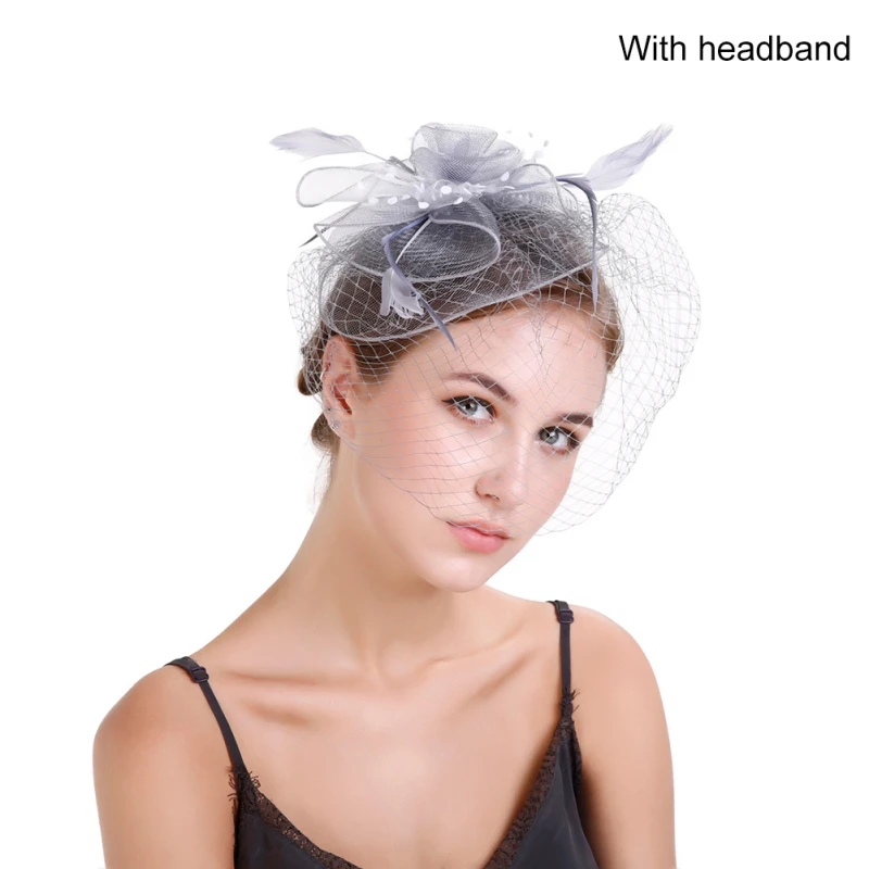 Головной убор заколка для волос зимняя вышитая Фата Женская Коктейльная