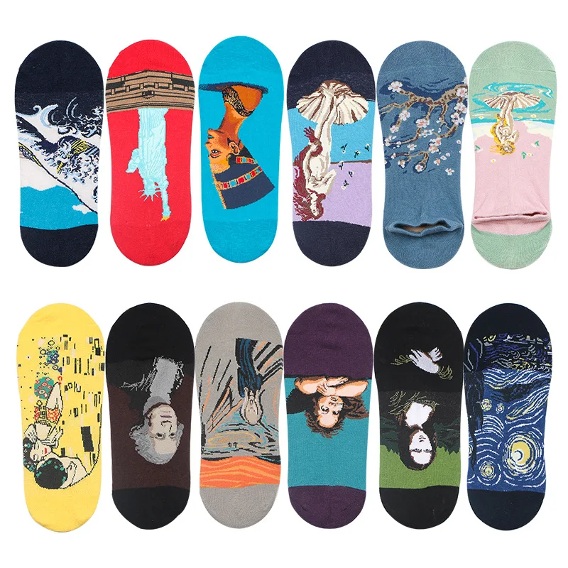 

Hot sale classic autumn and winter retro female personality art Van Gogh mural world famous painting female socks printed socks