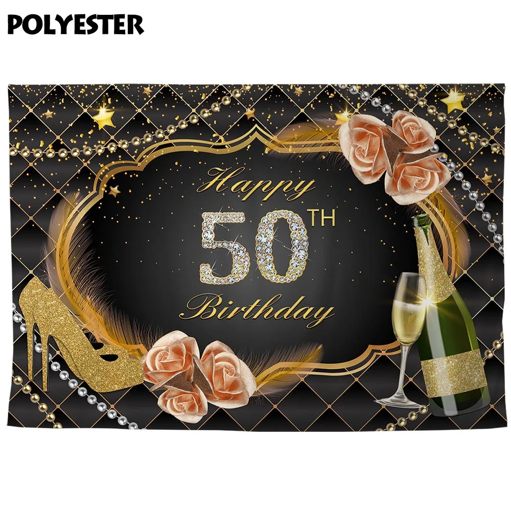 Фотофон allenjoy для фотосъемки 50-й день рождения Роскошные цвета шампанского на высоком каблуке Блестящий плед цветок баннер вечерние фоны