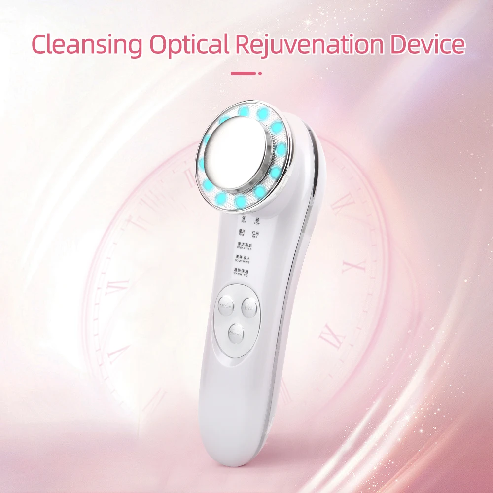 

EMS Iontophoresis Instrument LED Photon Red Blue Light Therapy Skin Care Device Facial Massager Face Lifting Anti Aging Wrinkle